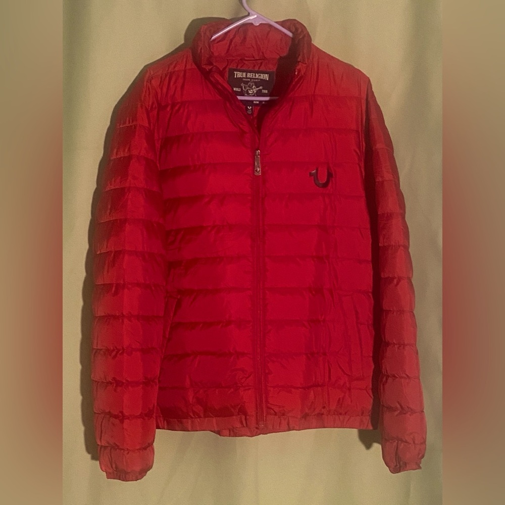 True Religion Mens Bleed True Logo Puffer Jacket  Large NWT